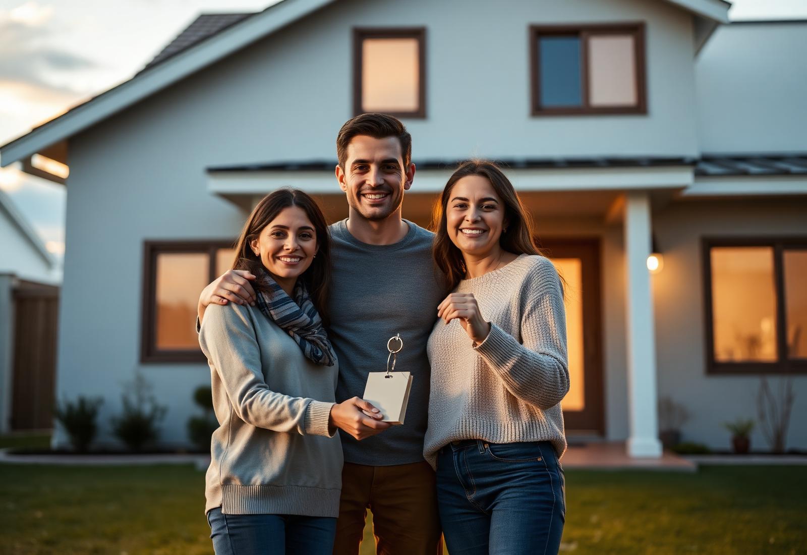 Familia frente a su nueva casa